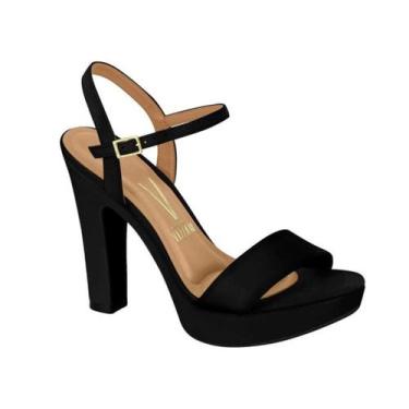 Imagem de Sandália Vizzano Meia Pata Salto Bloco Pelica Cor:PretoTamanho:38, Pre