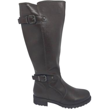 Imagem de Bota Feminina Montaria Casual Dia a Dia Passeio Cano Alto Salto Baixo Bico Redondo Conforto Mooncity 72135