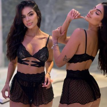 Imagem de Lingerie Sexy Renda Mini Saia Calcinha Fio Dental Sensual - Like4you, 