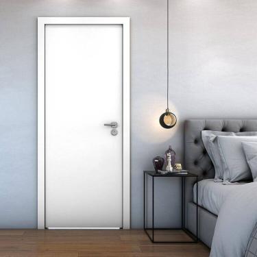 Imagem de Kit 2 Folhas de Porta de Madeira Lisa 210cm X 90cm Valuchi Portas Branco