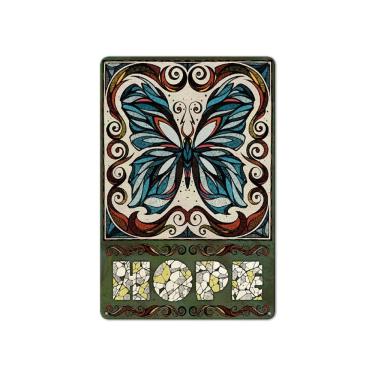 Imagem de Pintura em ferro Decoração de parede vintage Butterfly Hope 20x30cm