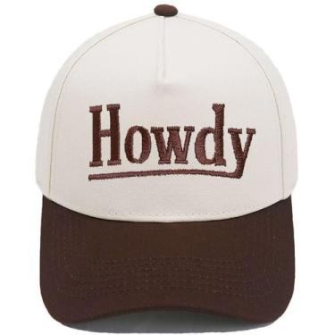 Imagem de Boné de beisebol, chapéu liso de algodão com texto Howdy bordado - Yiw