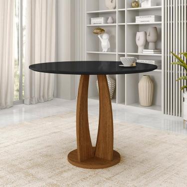 Imagem de Mesa Redonda Tampo Chanfrado 1,00m Fontana Freijó/preto - M.a