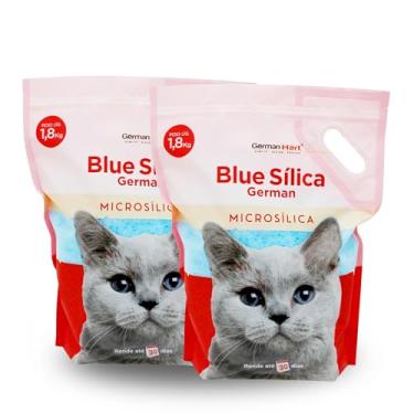 Imagem de Germanhart Areia Higiênica para Gatos com Cristais de Microsílica Azuis, Pack com 2 un, Antiodor e Neutralizante, Alta Durabilidade, 3,7Kg