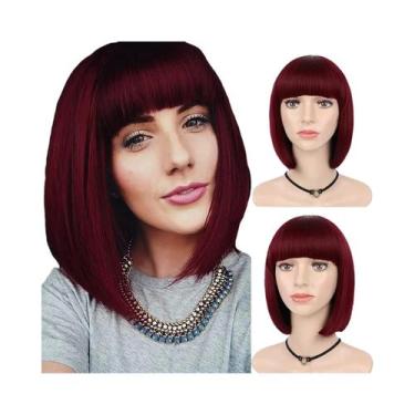 Imagem de Peruca Curta Preta De 12 Polegadas Com Franja Para Mulheres, Aparência