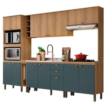 Imagem de Cozinha Modulada Finesse Ambiente Composição 18 Capuccino Azul - Thb