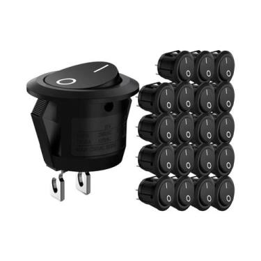 Imagem de Interruptor Gangorra Preto 2 Pinos Mini Redondo 3A 250V 6A 125V 15MM P