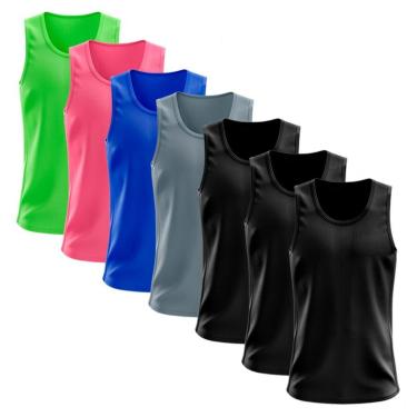 Imagem de Kit 7 Regata Dry Lisa Básica Proteção Solar UV Térmica Camiseta Treino Academia Ciclismo Regatas-Masculino