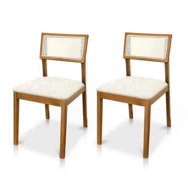 Imagem de Kit 02 Cadeiras de Jantar e Living Millie com Tela Natural Estofada Bouclê - Desk Design