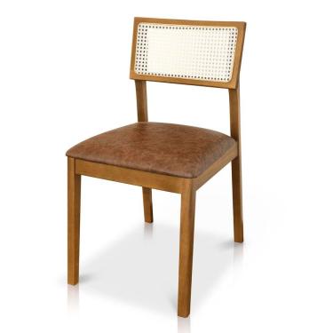 Imagem de Cadeira de Jantar e Living Millie com Tela Natural Estofada Couríssimo - Desk Design