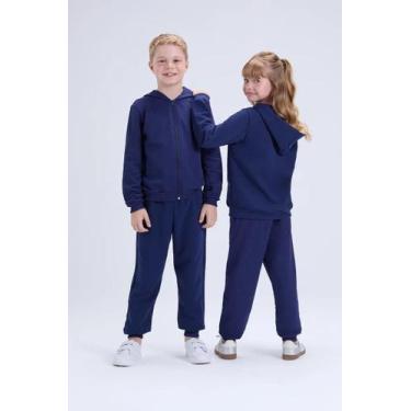 Imagem de Conjunto Moletom Infantil Capuz e Zíper Marinho - Vida Costeira Oficia