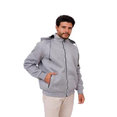 Imagem de Jaqueta Neoprene Masculina Forrada com Capuz Cinza - Ast Store, GG, Ci