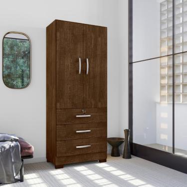Imagem de Guarda Roupa Solteiro Sneek 2 Portas 3 Gavetas MDP Malbec Casa H