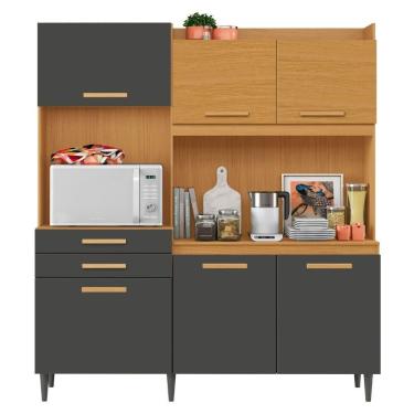Imagem de Kit Cozinha Compacta 6 Portas Selena 182 Cm Cinamomo Grafite Armoveis