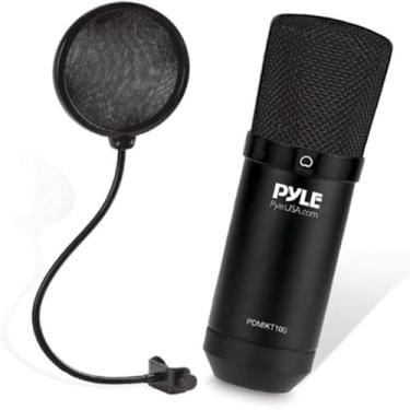 Imagem de Pyle Kit de gravação de podcast de microfone USB com suporte de mesa e filtro pop, microfone condensador cardioide de áudio para jogos, streaming, podcast, estúdio, Youtube, funciona com Windows Mac PC