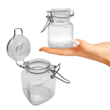 Imagem de Kit 3 Pote Hermético De Vidro C/ Trava Silicone E Vedação 100ml - INGA