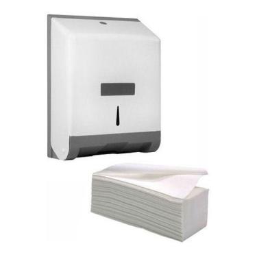 Imagem de Toalheiro Dispenser Porta Papel Interfolha Com 2000 Toalhas - Higipack