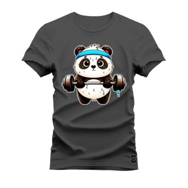 Imagem de Camiseta Plus Size Algodão Estampada Confortável Panda Fitness-Unissex