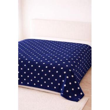 Imagem de manta cobertor avulsa flannel poa casal/ queen2,30m x2,45m - bell, azu