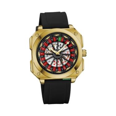 Imagem de Relógio De Quartzo Masculino Quadrado 42mm VA VA VOOM Prata Preto Sili