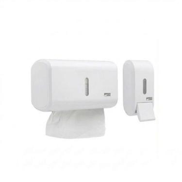 Imagem de Kit Dispenser Papel Toalha Interfolha E Saboneteira Parede 400ml Compa