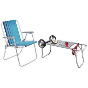 Imagem de Kit Cadeira de praia dobrável Samoa + Carrinho Mesa CAR0649 - Tramonti