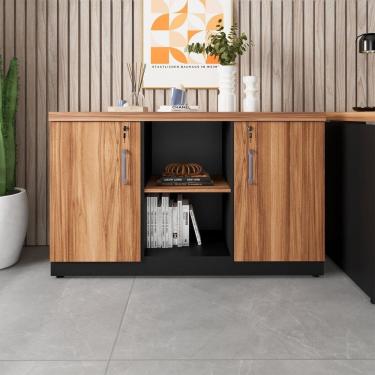 Imagem de Armário Baixo Escritório 120cm X 45cm 2 Portas com Chave e 3 Prateleiras Corporate Noga...