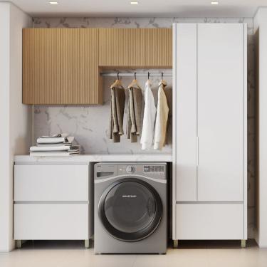 Imagem de Lavanderia 4 Peças 6 Portas 100% Mdf Marrom Branco