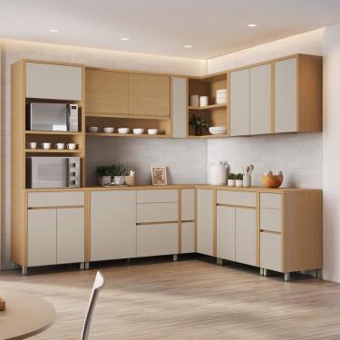 Imagem de Cozinha 11 Peças Condessa Canto Torre Quente 100% Mdf Carvalho Greige