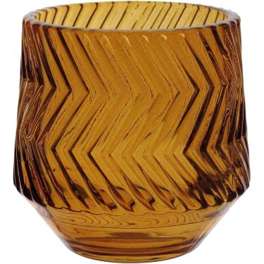 Imagem de CASTIÇAL DECORATIVO PORTA VELA HOME&CO VIDRO 8x8x8cm ÂMBAR