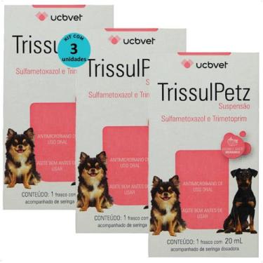 Imagem de Trissulpetz suspensão com 20ml para cães ucbvet kit com 3