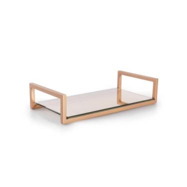Imagem de Bandeja Decorativa Frame 27cm Vidro e Aço Suporte P/ Objetos - Forma, 