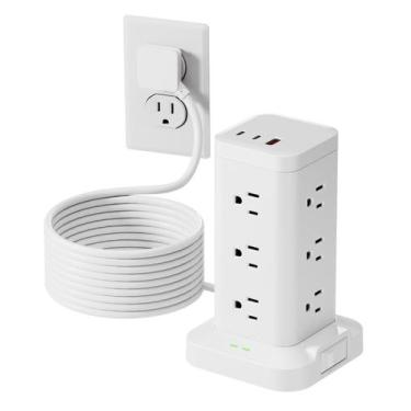 Imagem de Torre de Extensão TAGZILO com 12 Tomadas AC, 3 Portas USB e Cabo de 3 