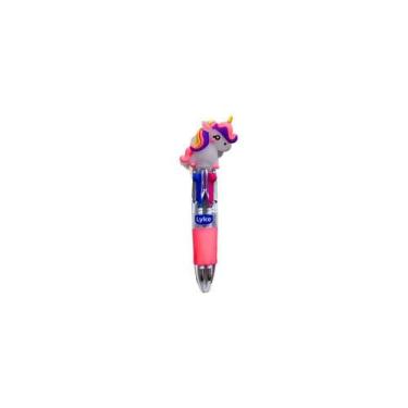 Imagem de Mini Caneta Esferográfica Lyke Rainbow Unicórnio Ponta 0,7MM 4 Cores e