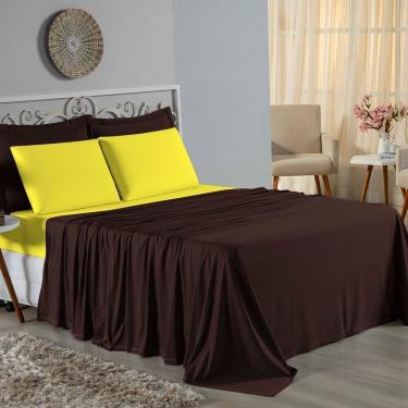 Imagem de Jogo De Cama King Nobre 4 Peças Lençol Com Elástico De 30cm De Altura Malha 100% Algodã...