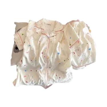 Imagem de Conjunto De Pijamas De Algodão Com Estampa De Poá Para Mulheres, 2 Peç