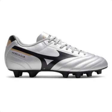 Imagem de Chuteira Campo Mizuno Morelia Club MD Masculina, 39, Prata, Preto