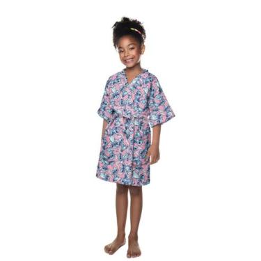 Imagem de Roupão Infantil Aveludado Stitch Azul/ Rosa Claro Lepper, G (8 a 10 an