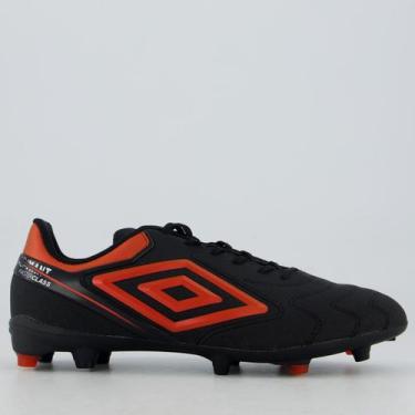 Imagem de Chuteira Umbro Adamant Master Class Club Campo Preta e Vermelha, 42