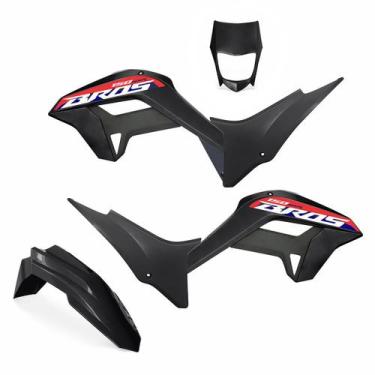 Imagem de Kit Carenagem Biker Reestyle C/ Adesivos Nxr Bros 150 2009 a 2012, Pre