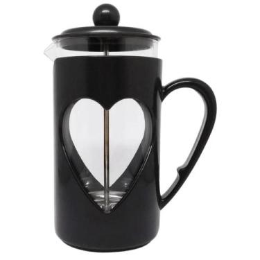 Imagem de Cafeteira Prensa Francesa 350ml Para Chá e Café Coração Preta - Wincy