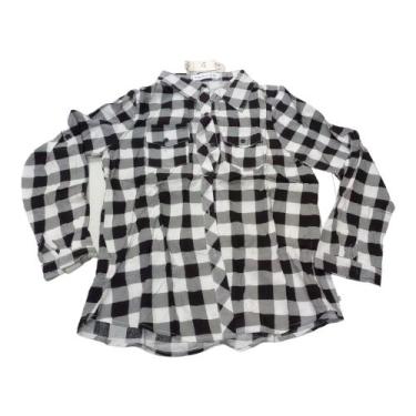 Imagem de Camisa Xadrez Feminina Branco e Preto Festa Junina Arraial LU8631 BM -