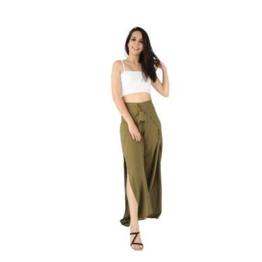 Imagem de Calça Pantalona Envelope - Del France, P, Verde musgo