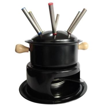 Imagem de Aparelho Para Fondue 11 Peças Aço Carbono Esmaltado Alpes Preto - Winc