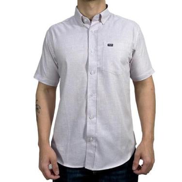 Imagem de Camisa Social Manga Curta Xadrez Com Bolso Dawson, Branco, P