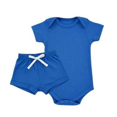 Imagem de Kit Body Bebê Canelado + Bermudinha Shorts Tapa Fraldas Baby - Fofotin