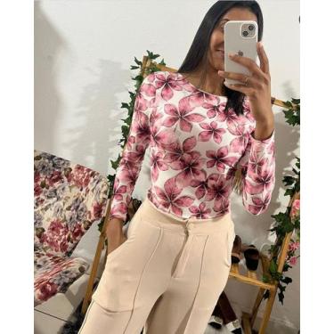 Imagem de Body manga longa rosa Florido - Coisa linda BM