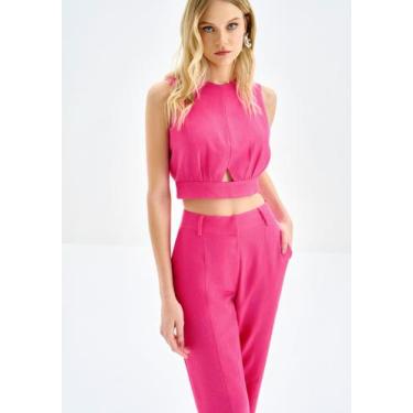 Imagem de Blusa Cropped em Linho com Franzido - - Lez a Lez, G, Rosa syrup