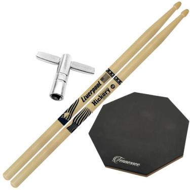 Imagem de Baquetas Liverpool 2B 5A 5B 7A American Hickory Kit Par Bateria + Pad 