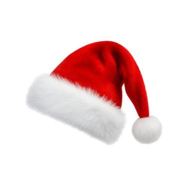 Imagem de Gorro Papai Noel Felpudo Luxo Adulto Vermelho Natal 30x40cm - Evolutio